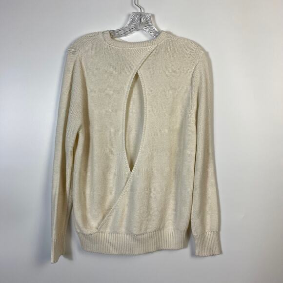 Zara Knit Cable Sweater Keyhole Back Ecru Size M - Picture 7 of 10